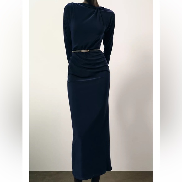 Zara Dresses & Skirts - NWT ZARA Elegant Navy Blue Dress
